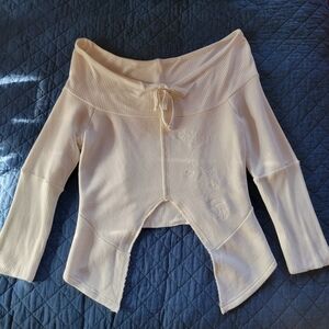 Diesel White Knit Top with Black and Red Logo Tag